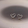 Minimalist 14K Electroplated Copper Geometric Heart Stud Earrings
