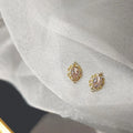French Romantic 14K Plated Copper Micro Pave Zircon Irregular Geometric Mini Stud Earrings