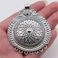 57x71mm 19g Antique Silver Zinc Alloy Carved Large Round Disc Charm Pendant for DIY Jewelry