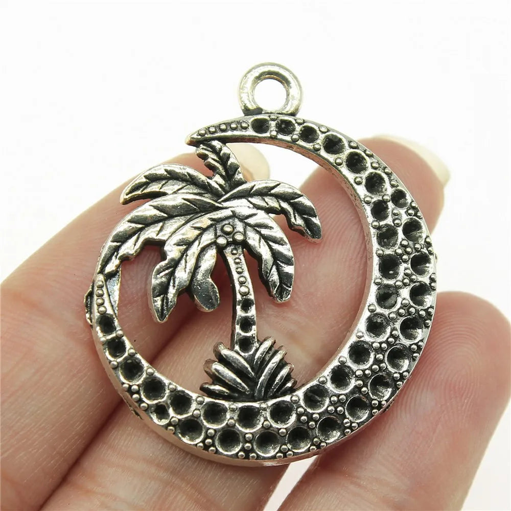 37x30mm 4.8g Antique Silver Zinc Alloy Coconut Palm Tree Charm Pendant for Necklace Jewelry Making