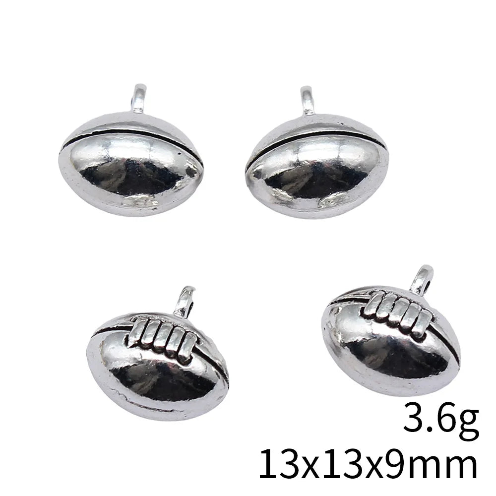 13x13x9mm 3.6g Antique Silver Zinc Alloy American Football Charm Pendant for DIY Necklace Bracelet