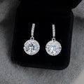Sparkling Zircon Round Drop Earrings Eco Copper Silver Plated Light Luxury Geometric Jewelry