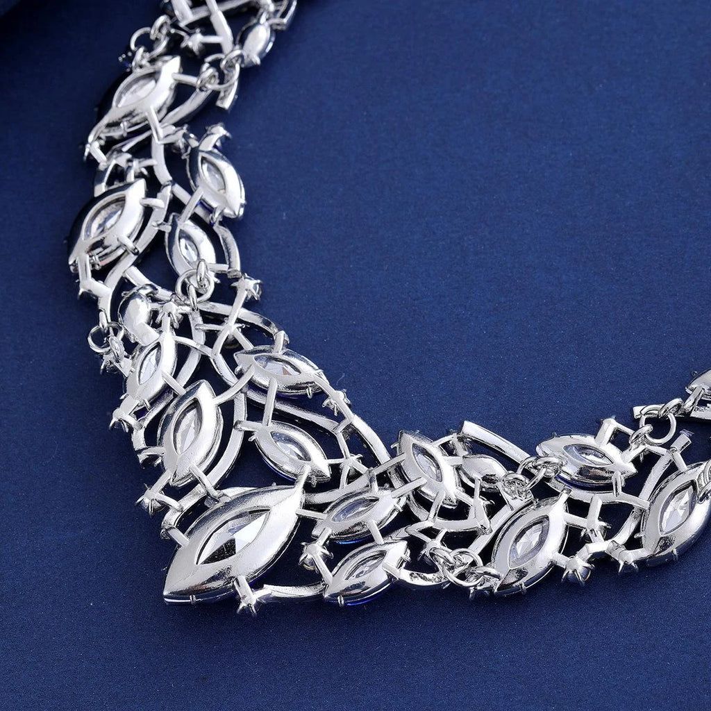 Luxury Bridal Rhinestone Crystal Drop Earrings And Necklace Jewelry Set For Wedding Banquet Party Gift