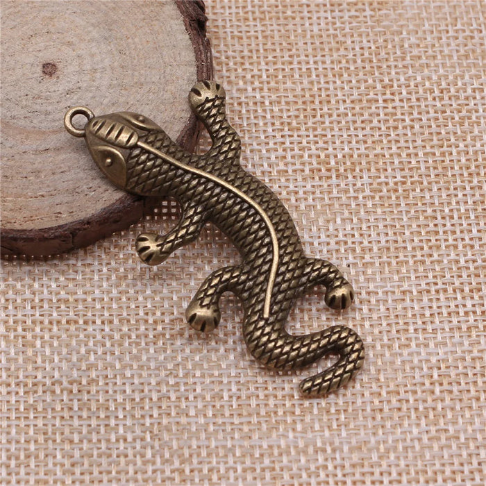 59x25mm 5.7g Antique Bronze Zinc Alloy Gecko Charm Pendant for DIY Bracelet Necklace Jewelry Making