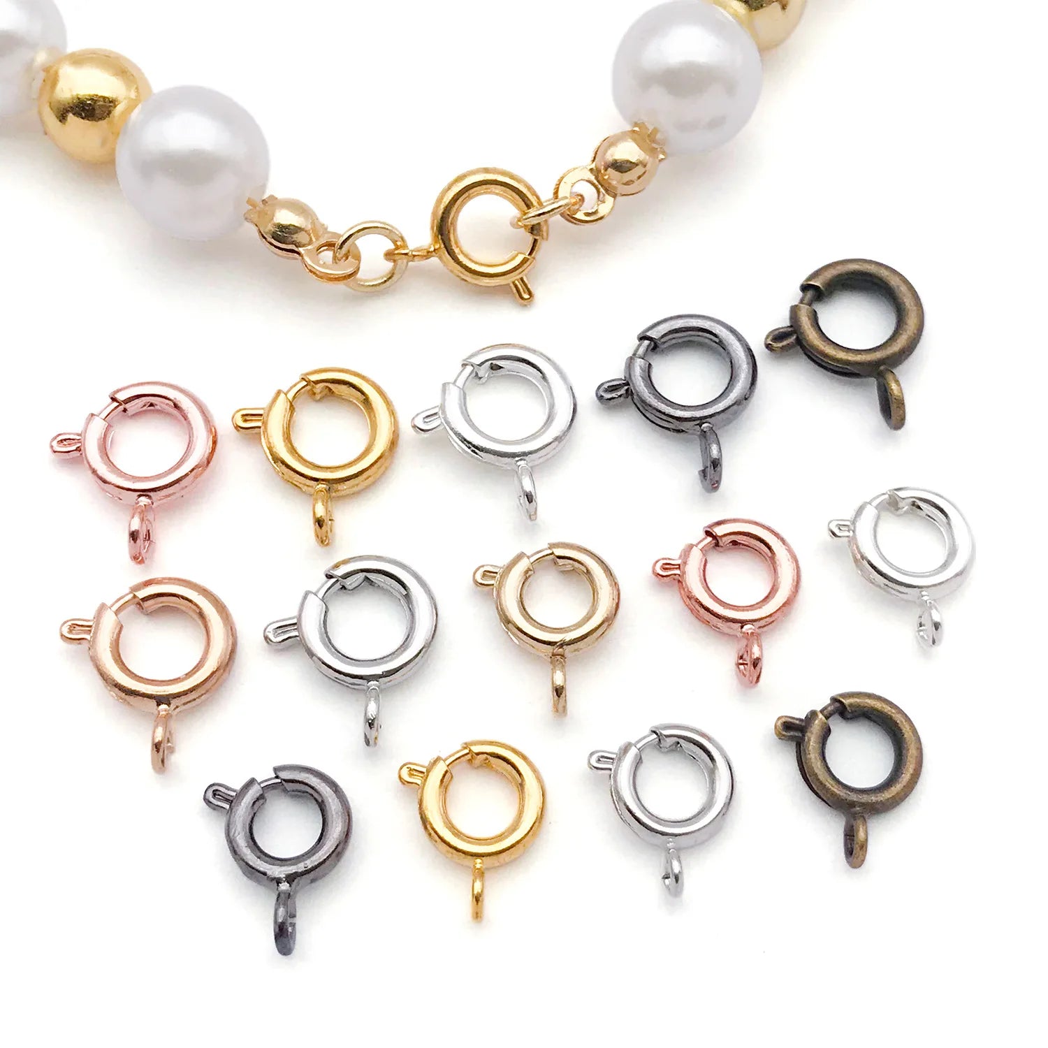 Copper Round Spring Ring Clasp Connector for DIY Bracelet Necklace Finishing