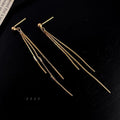 14K Gold Plated Copper Geometric Tassel Drop Earrings, Light Luxury Commuter Style