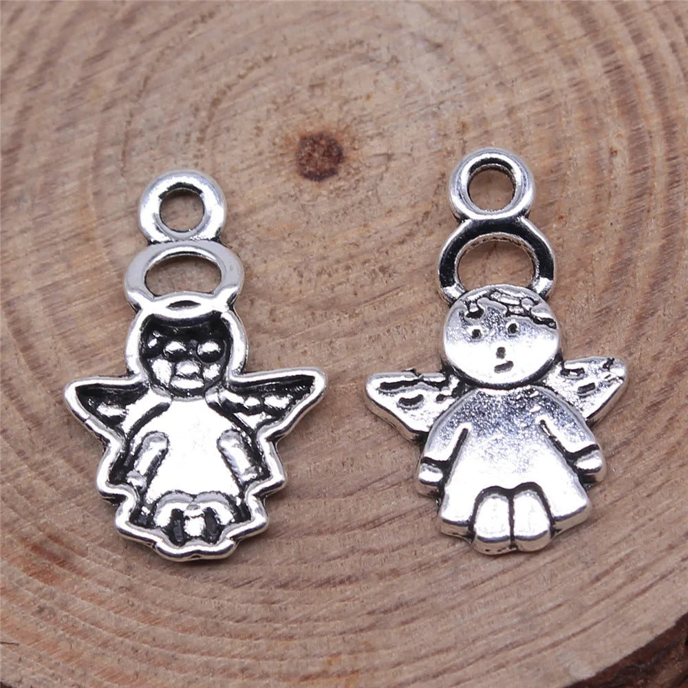 19x13mm 0.8g Antique Silver Zinc Alloy Angel Figure Charm Pendant for DIY Clothing and Jewelry Making
