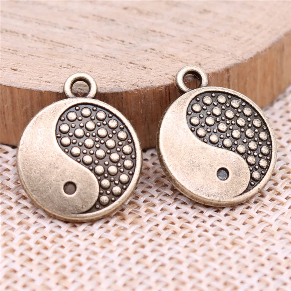 18x15mm 2.21g Antique Bronze Zinc Alloy Tai Chi Charm Pendant for DIY Necklace Bracelet Jewelry Making