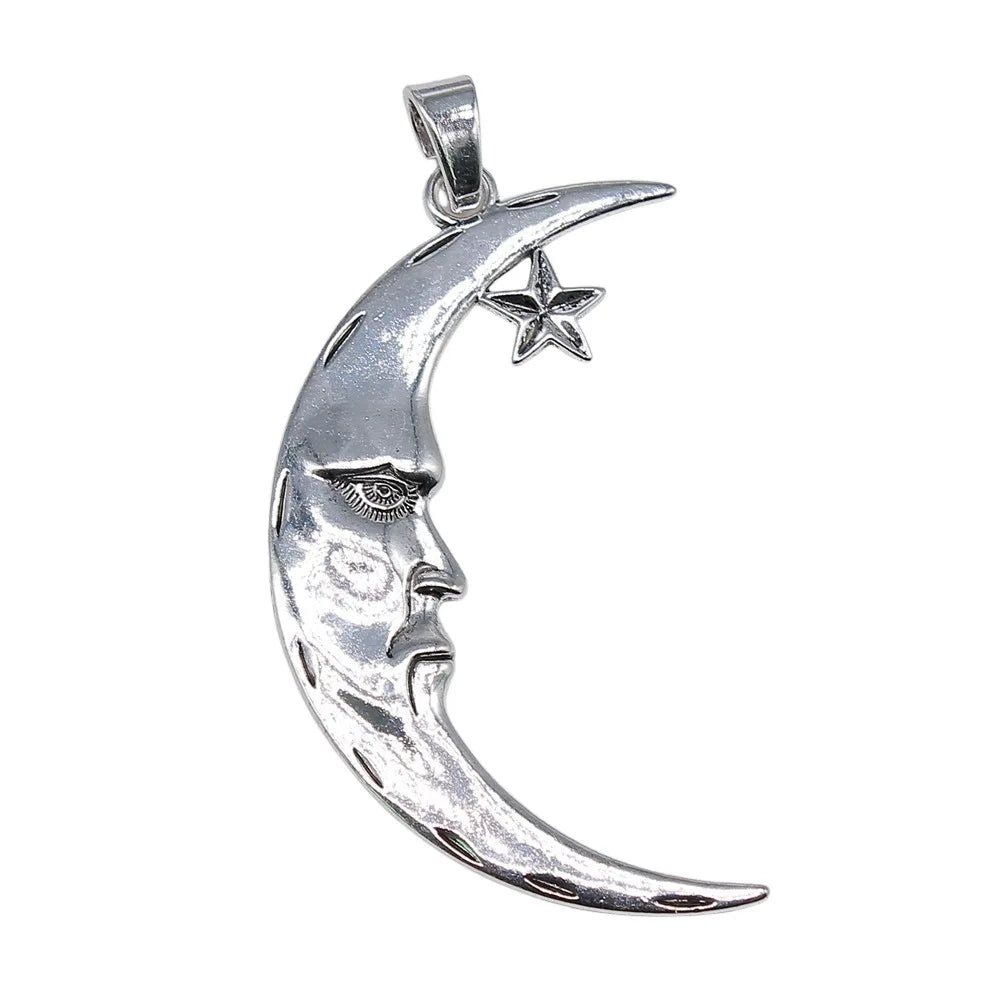 89x50mm 16.4g Zinc Alloy Large Moon Star Charm Pendant for Necklace Bracelet Bag DIY Jewelry Making
