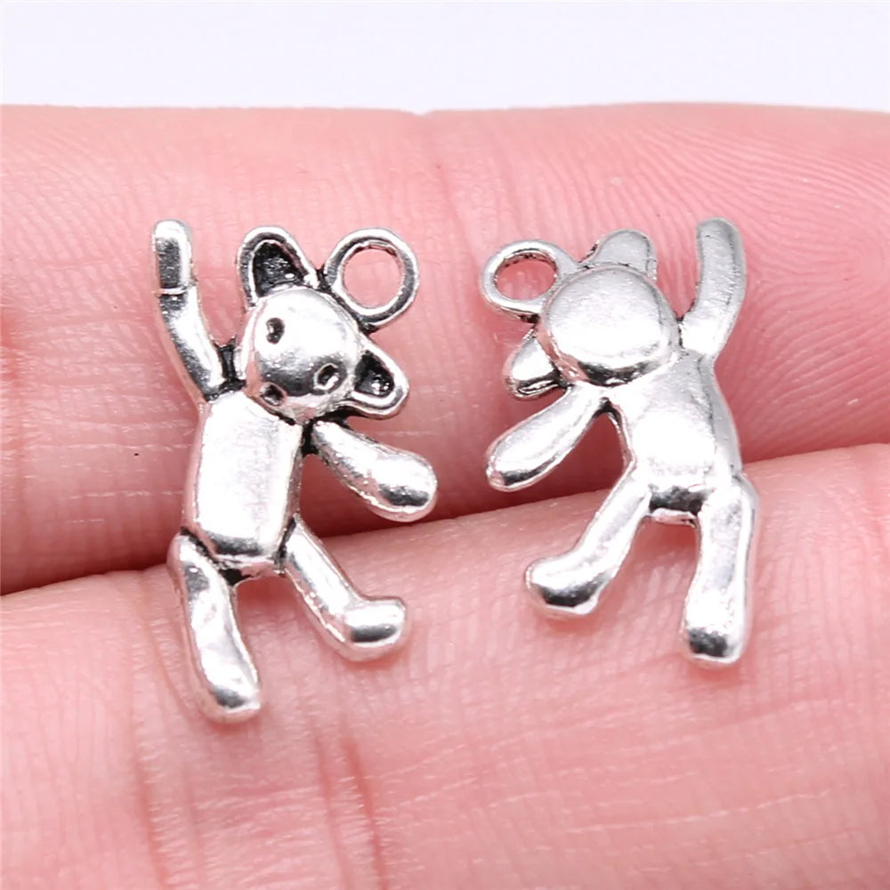 19x10mm 1.5g Antique Silver Zinc Alloy Small Bear Charm Pendant for DIY Bracelet Necklace Jewelry Making
