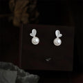 Minimalist Copper Leaf Pearl Drop Earrings For Women Cute Creative Commuter Jewelry