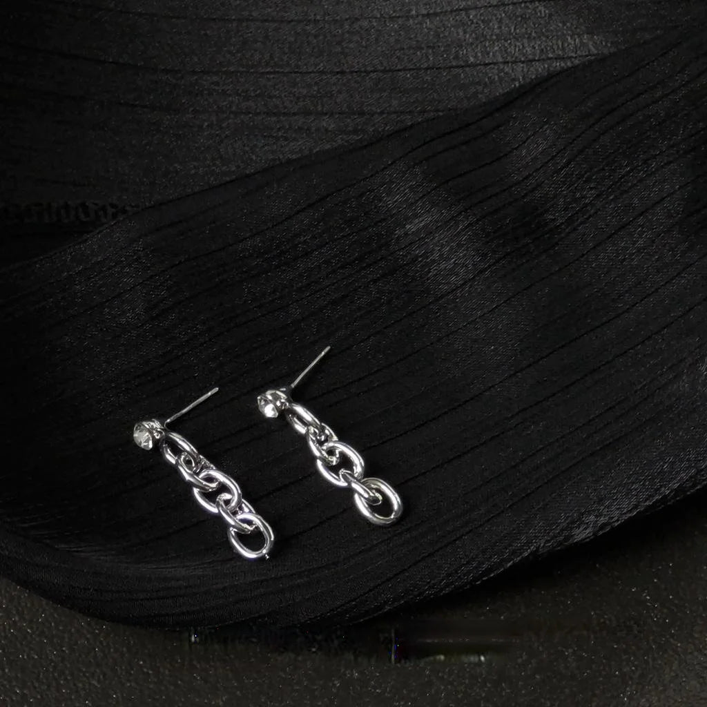 Minimalist Geometric Chain Drop Earrings For Women Copper Silver Plated Hip Hop Jewelry