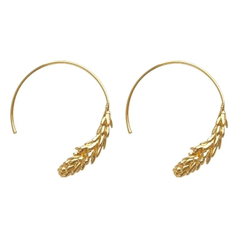 14K Gold Plated Copper Wheat Drop Earrings For Women, Light Luxury Elegant Designer Jewelry
