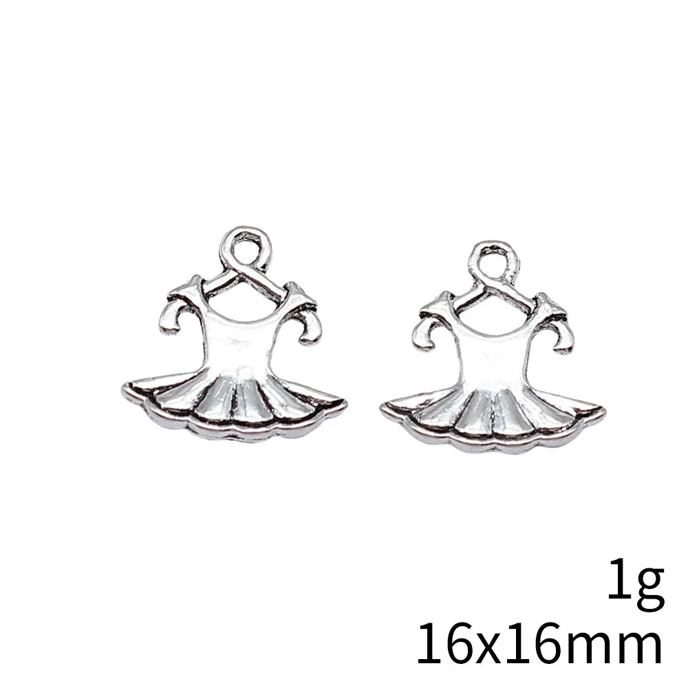 16x16mm 1g Antique Silver Zinc Alloy Dress Charm Pendant for DIY Bracelet Necklace Jewelry