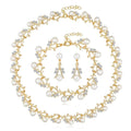 Elegant Bridal Pearl Rhinestone Alloy Necklace And Earrings Jewelry Set For Wedding Party Banquet Gift