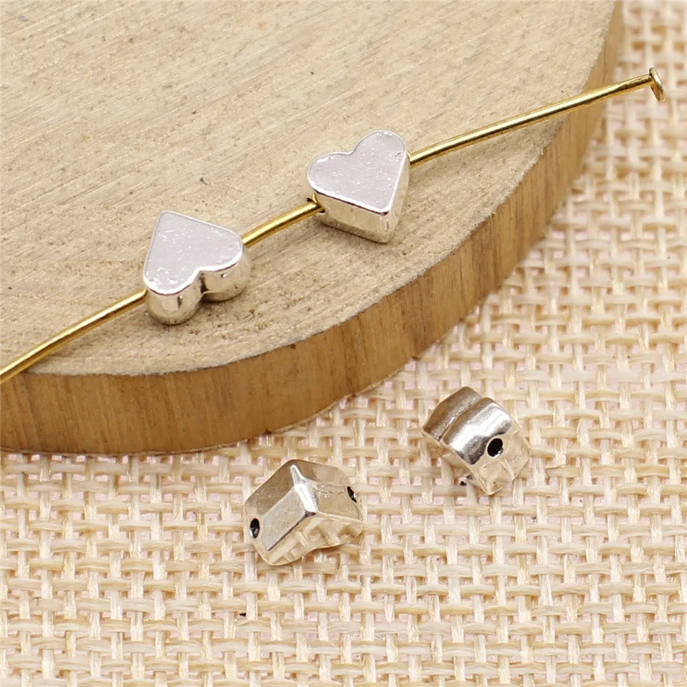 6x7mm 0.6g Multicolor Zinc Alloy Heart Loose Metal Beads for DIY Bracelet Necklace Making