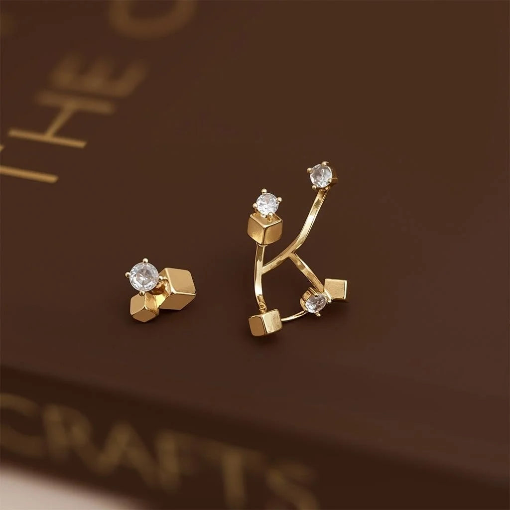 Original Design Micro Pave Zircon Silver Plated Copper Geometric Leaf Drop Earrings
