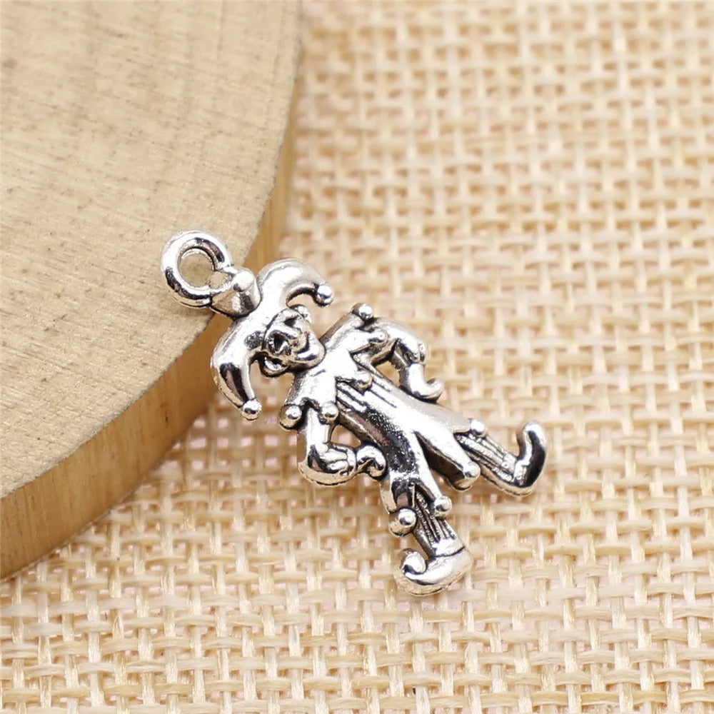 24x12mm 1.8g Multicolor Zinc Alloy Jester Clown Charm Pendant for DIY Funny Theme Jewelry Making