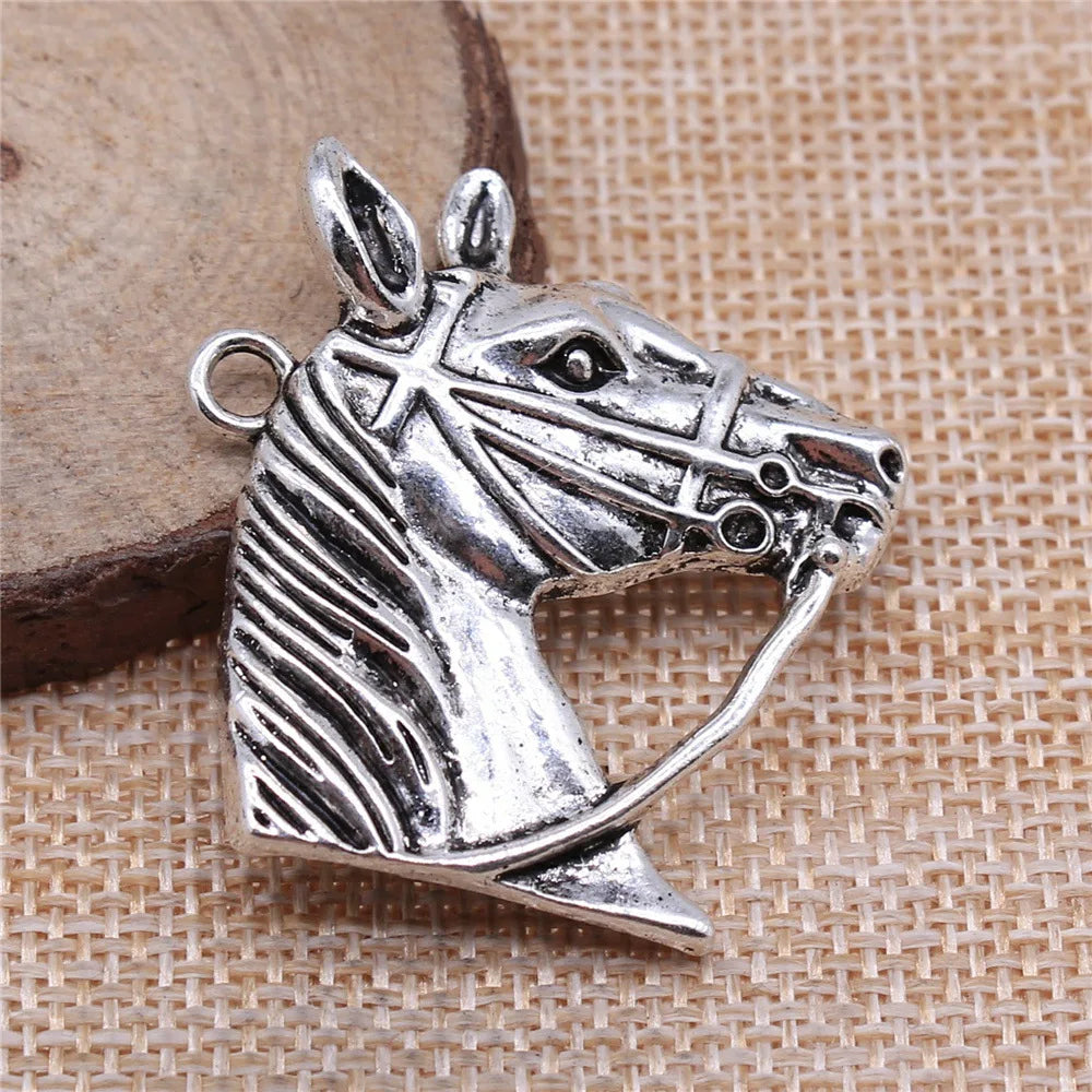 37x36mm 10.7g Multicolor Zinc Alloy Horse Head Charm Pendant for DIY Necklace Bracelet Making