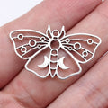 37x22mm 1.8g Antique Silver Zinc Alloy Hollow Moon Moth Charm Pendant for DIY Jewelry Making
