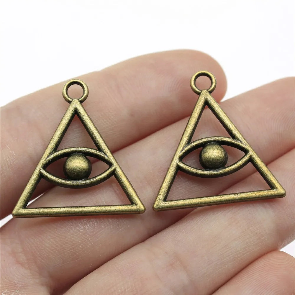 28x26mm 3.2g Multicolor Zinc Alloy Triangle Eye Charm Pendant for DIY Jewelry Making and Accessories