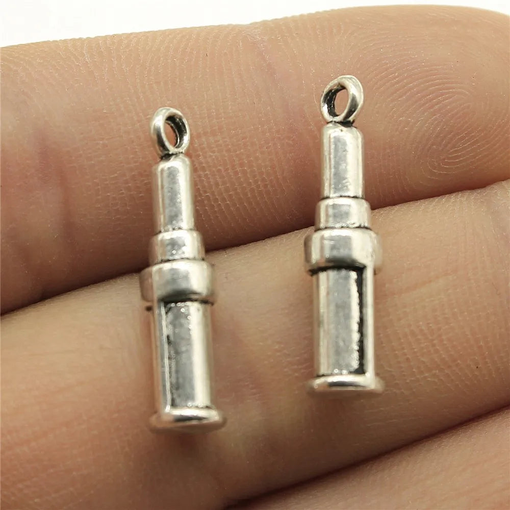 24x5x5mm 2.1g Multicolor Zinc Alloy Lipstick Charm Pendant for DIY Beauty Theme Jewelry Making