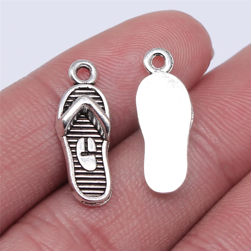 21x8mm 1.3g Multicolor Zinc Alloy Slipper Charm Pendant for Summer DIY Jewelry Making