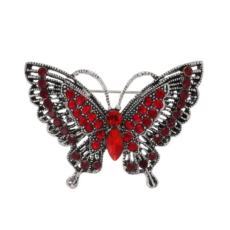 Luxury Green Rhinestone Butterfly Brooch, Elegant Crystal Animal Lapel Pin Corsage For Women's Suits