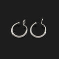 Elegant Silver Alloy Spiral Disc Hoop Stud & Clip On No Piercing Glitter Sand Cuff Earrings