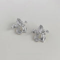 Designer Iris Flower Glass Crystal Copper Drop Earrings Elegant Premium Floral Jewelry