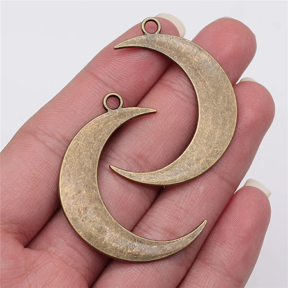 32x43mm 4.4g Multicolor Zinc Alloy Moon Charm Pendant for DIY Necklace Bracelet Jewelry Making