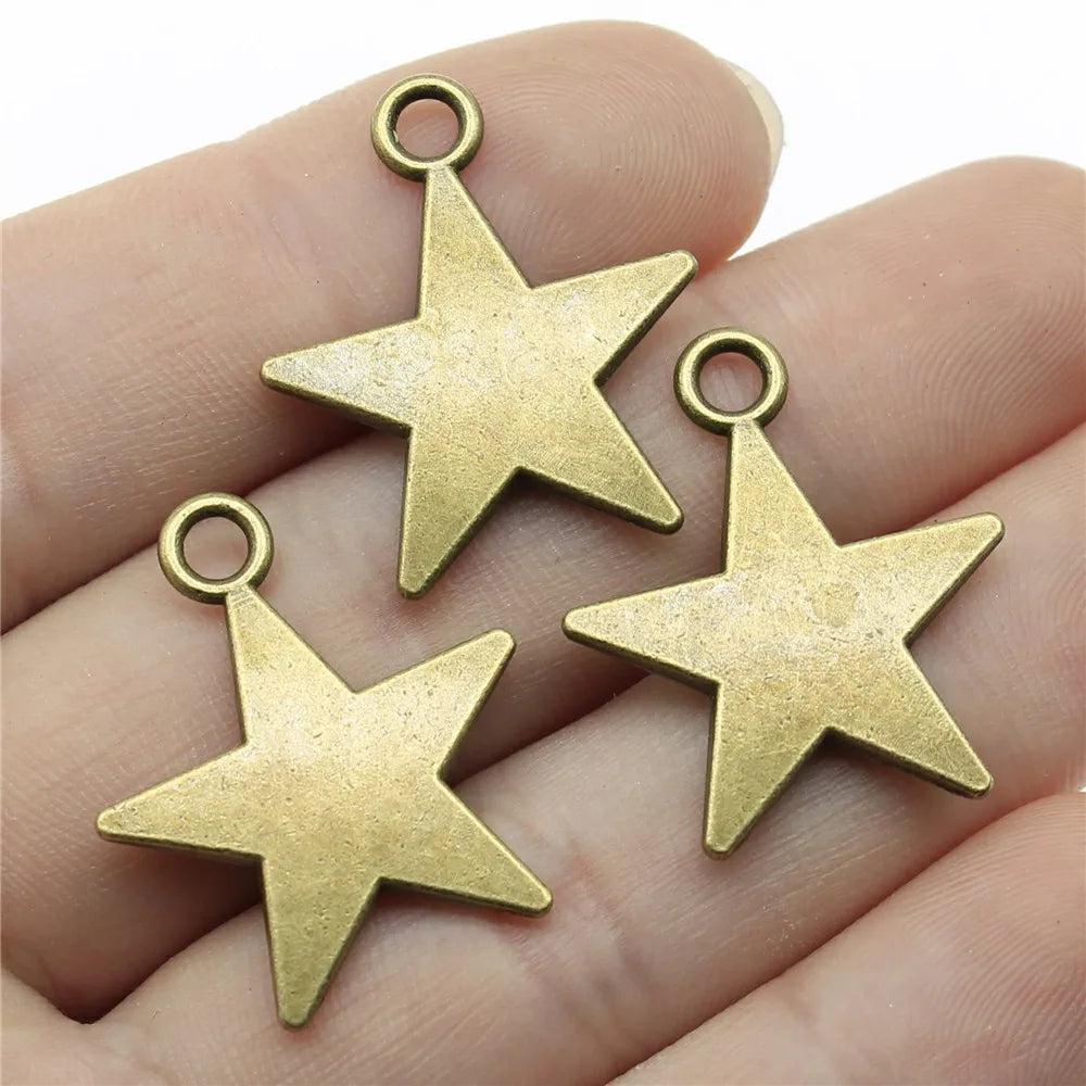 26x22mm 2.9g Antique Bronze Zinc Alloy Filigree Five Point Star Charm Pendant for DIY Jewelry