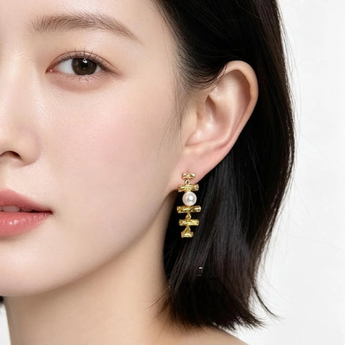 14K Gold Plated Copper Olive Branch Drop Earrings For Women New Chinese Designer Long Jewelry