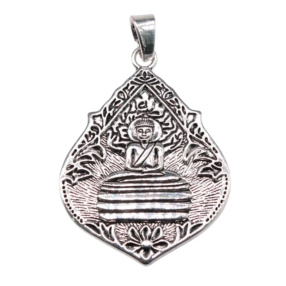 72x54mm 20.3g Zinc alloy Bodhi Leaf Buddha charm pendant for DIY statement necklace jewelry making
