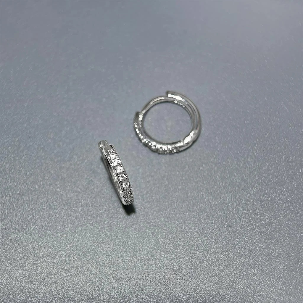 Sweet Cool Micro Pave Zircon Geometric Hoop Earrings Eco-Friendly Copper Minimalist Daily Jewelry