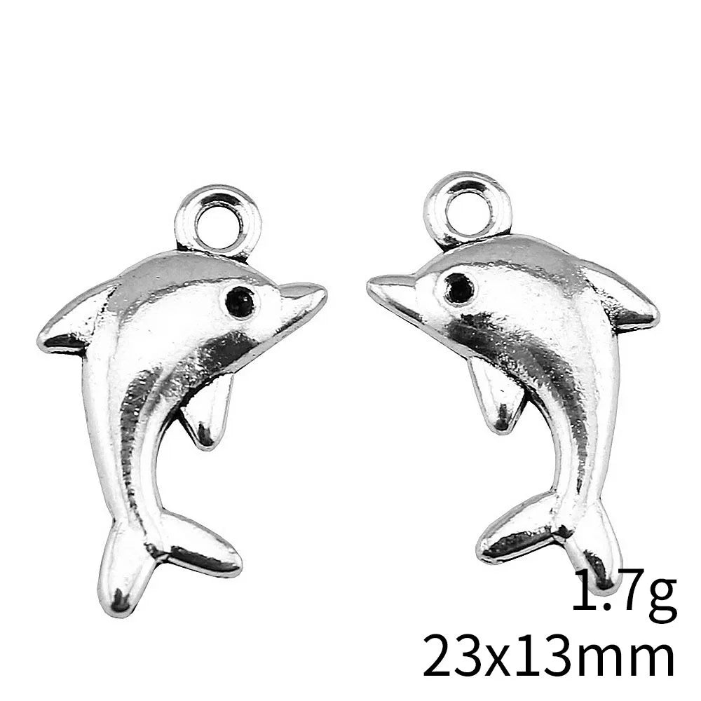 23x13mm 1.7g Multicolor Zinc Alloy Dolphin Charm Pendant for DIY Necklace Bracelet Jewelry Making Findings
