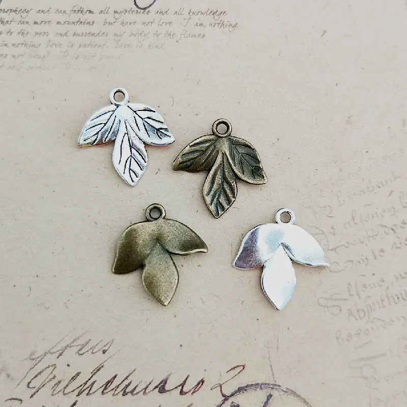 20x19MM Antique Silver Zinc Alloy Three Leaves Charm Pendant for DIY Necklace Bracelet Jewelry Making