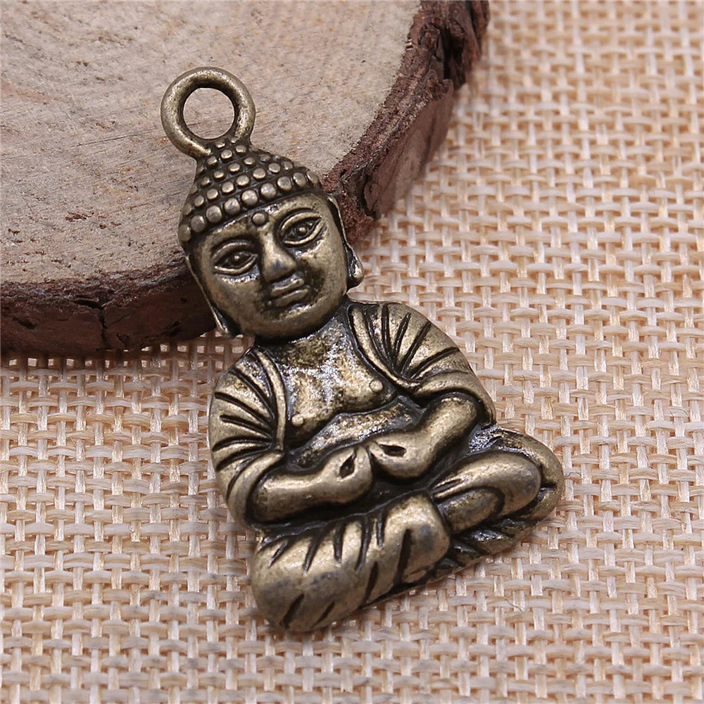 39x23mm 11.8g Multicolor Zinc Alloy Buddha Statue Charm Pendant for DIY Necklace Bracelet Making