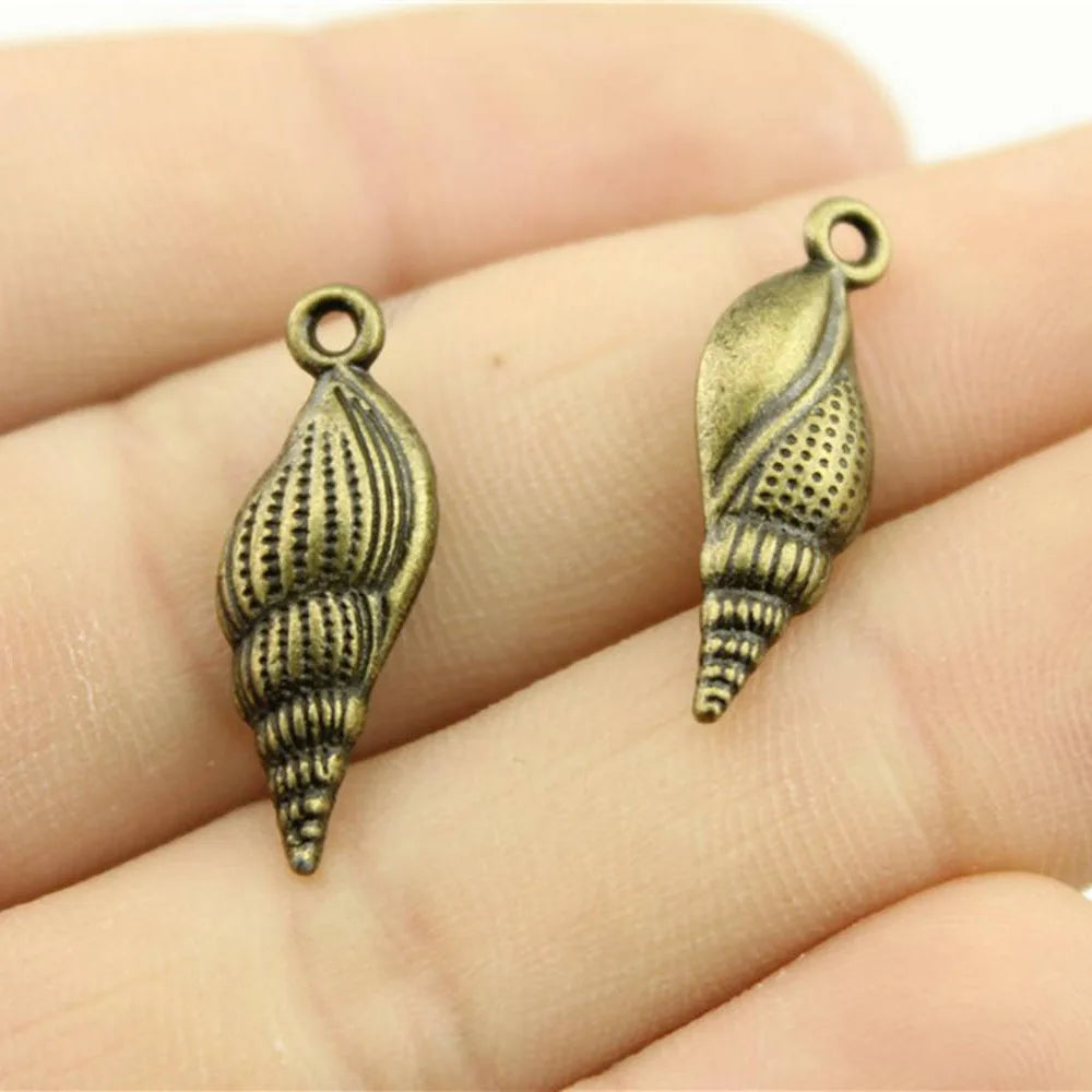 24x8mm 1.8g Multicolor Zinc Alloy Conch Shell Charm Pendant for Necklace Bracelet Making