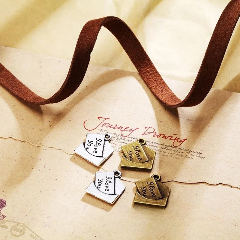 18x16MM Antique Silver Zinc Alloy Love Letter Charm Pendant for DIY Necklace Bracelet Jewelry Making