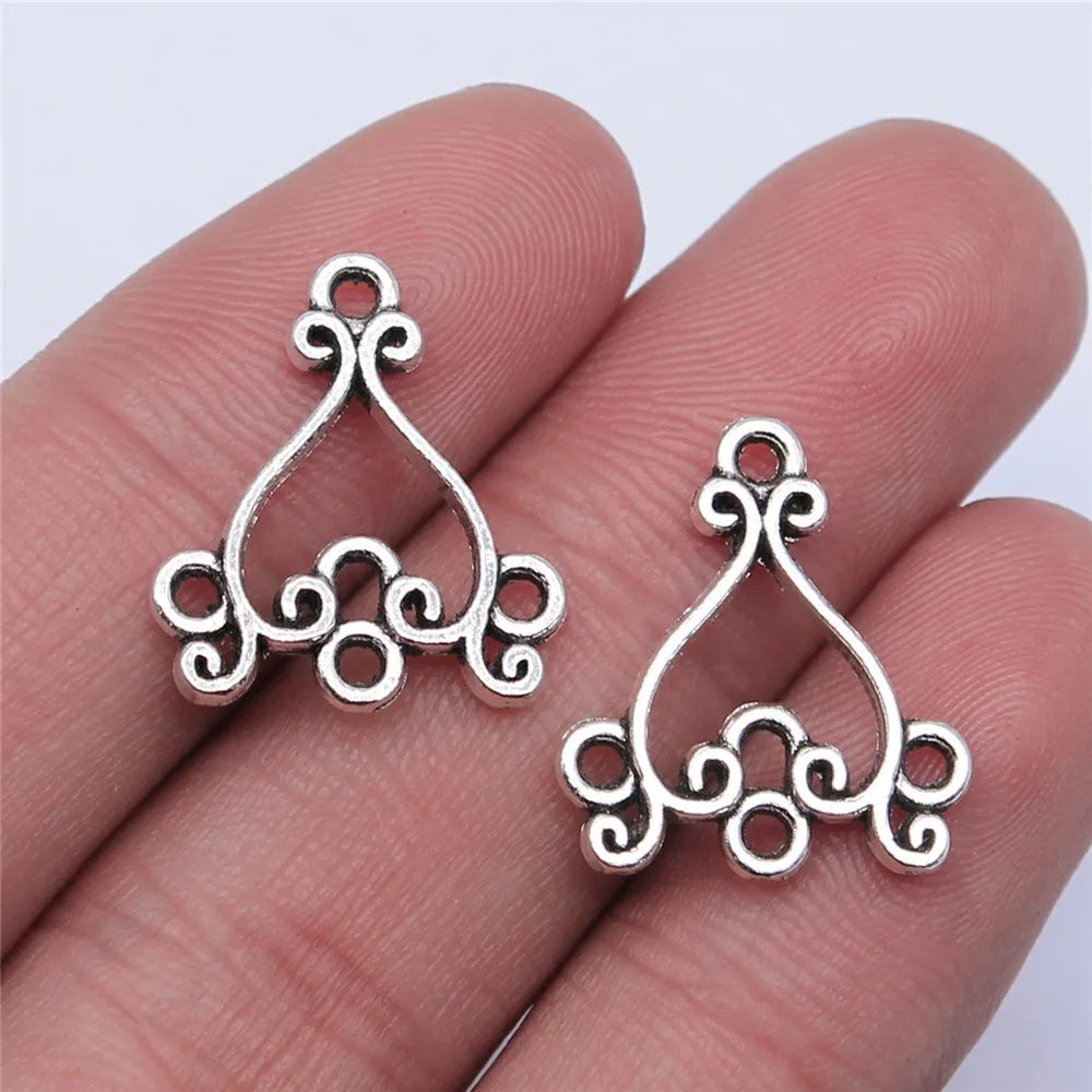 19x17mm 1.2g Zinc Alloy Openwork Geometric Hollow Earring Connector Charms for DIY Earrings Jewelry Making