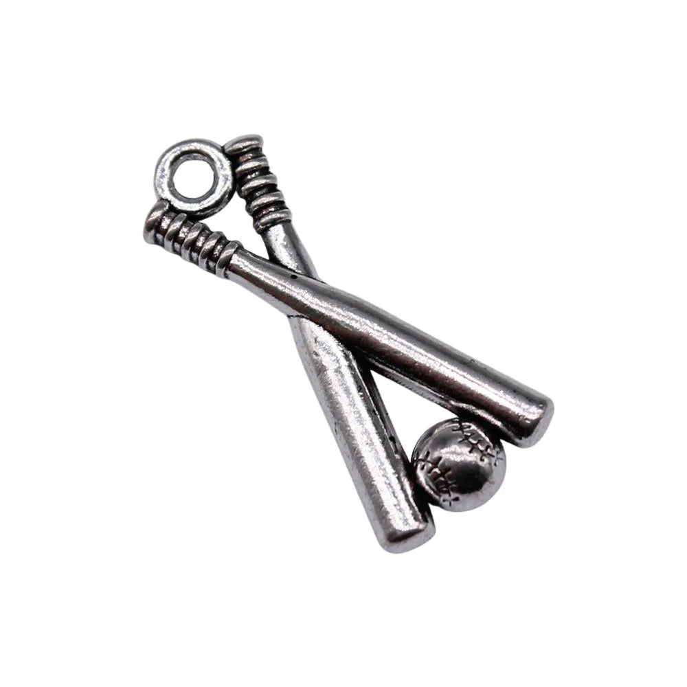 24x11mm 1.88g Antique Silver Zinc Alloy Baseball Charm Pendant for DIY Sports Jewelry Making