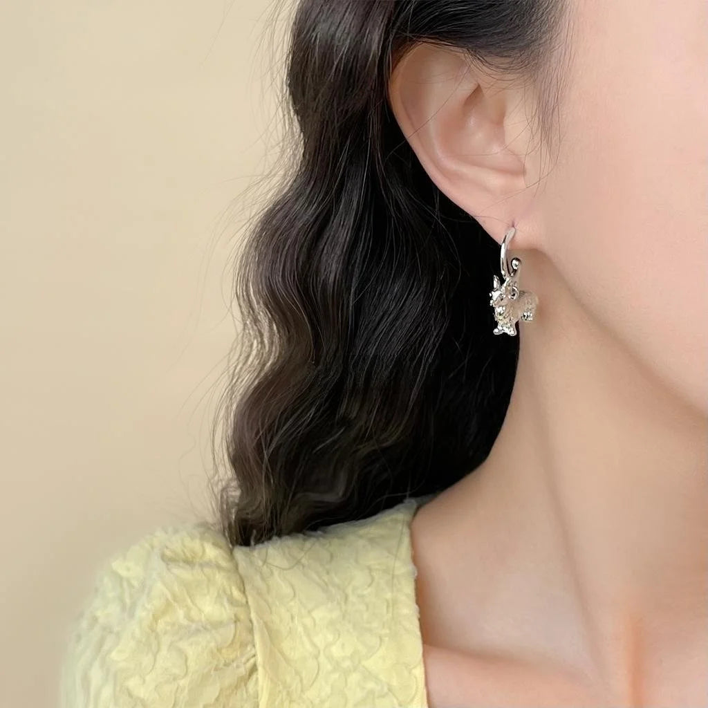 2025 New Copper Dog Zodiac Drop Earrings For Women, Unique Sweet Cool Animal Jewelry