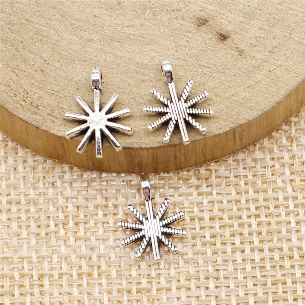 10x13mm 0.4g Multicolor Zinc Alloy Snowflake Charm Pendant for DIY Christmas Jewelry Making