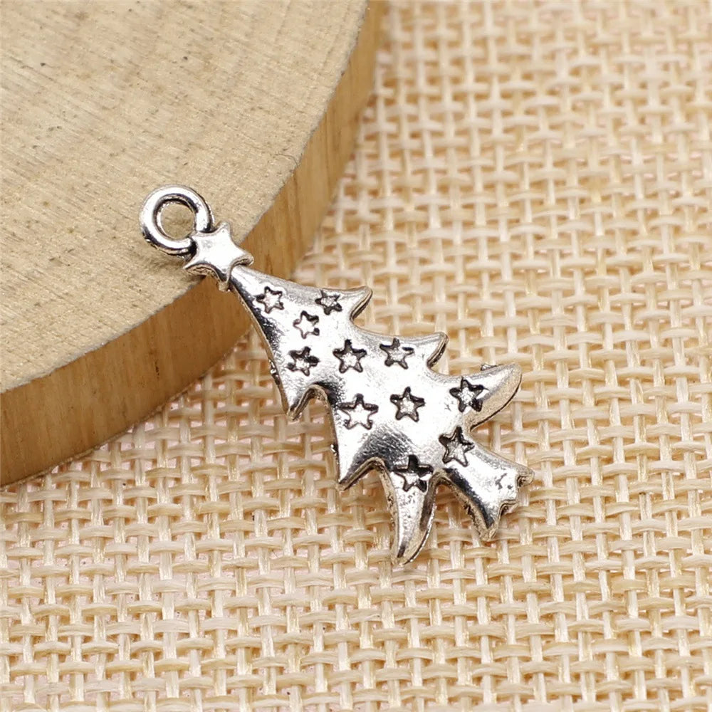 27x14mm 1.3g Zinc Alloy Christmas Tree Pine Tree Star Tree charm pendant for DIY jewelry making