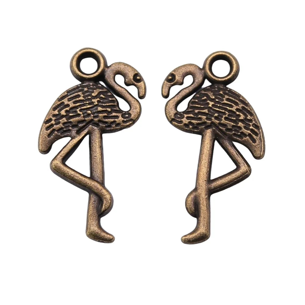 23x12mm 1g Zinc Alloy Flamingo Bird Charm Pendant for DIY Necklace Bracelet Earring Jewelry Making