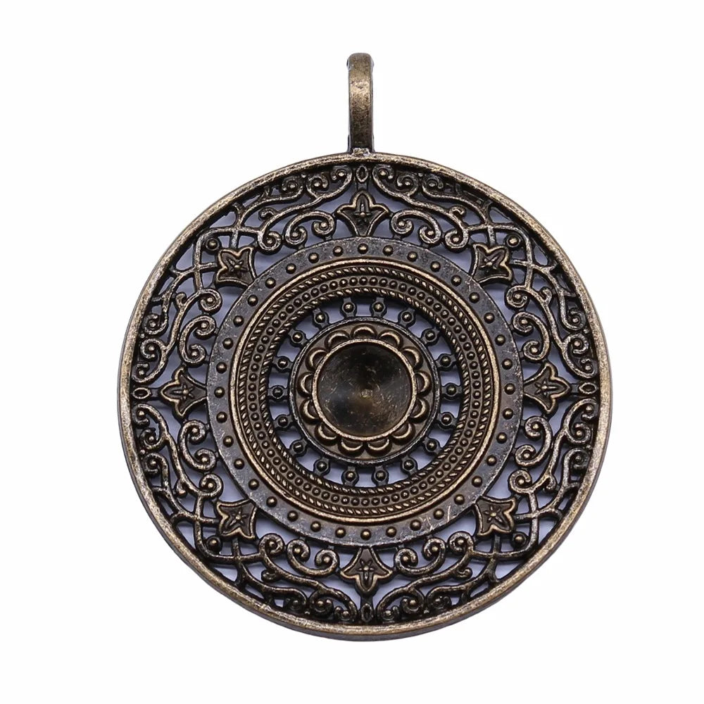 68x56mm 15.6g Zinc Alloy Mandala Pattern Charm Pendant for DIY Necklace Earring Jewelry Making