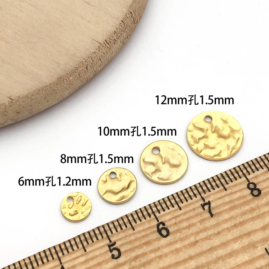 Vacuum Plated Stainless Steel Wrinkled Round Disc Charm Pendant for DIY Earrings Necklace