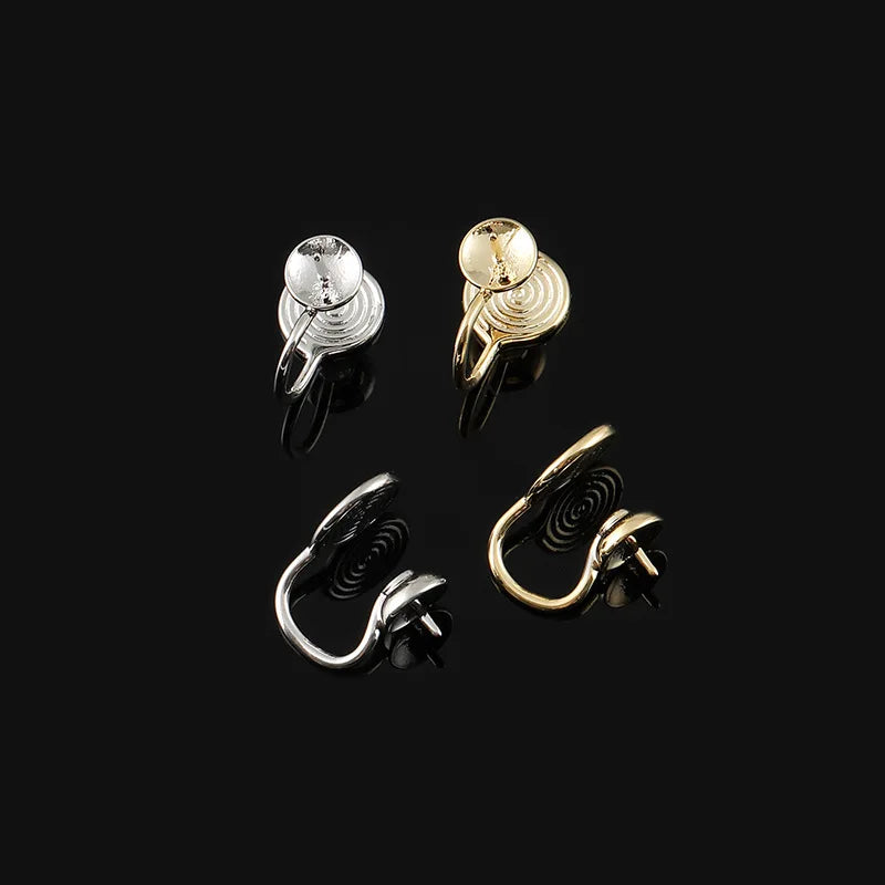 Elegant Spiral Coil Alloy Stud & Clip On No Piercing Earrings For Women Minimalist Handmade Earrings