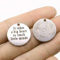 22x22mm 3g Zinc Alloy Big Heart to Teach Little Minds Charm Pendant for DIY Teacher Jewelry